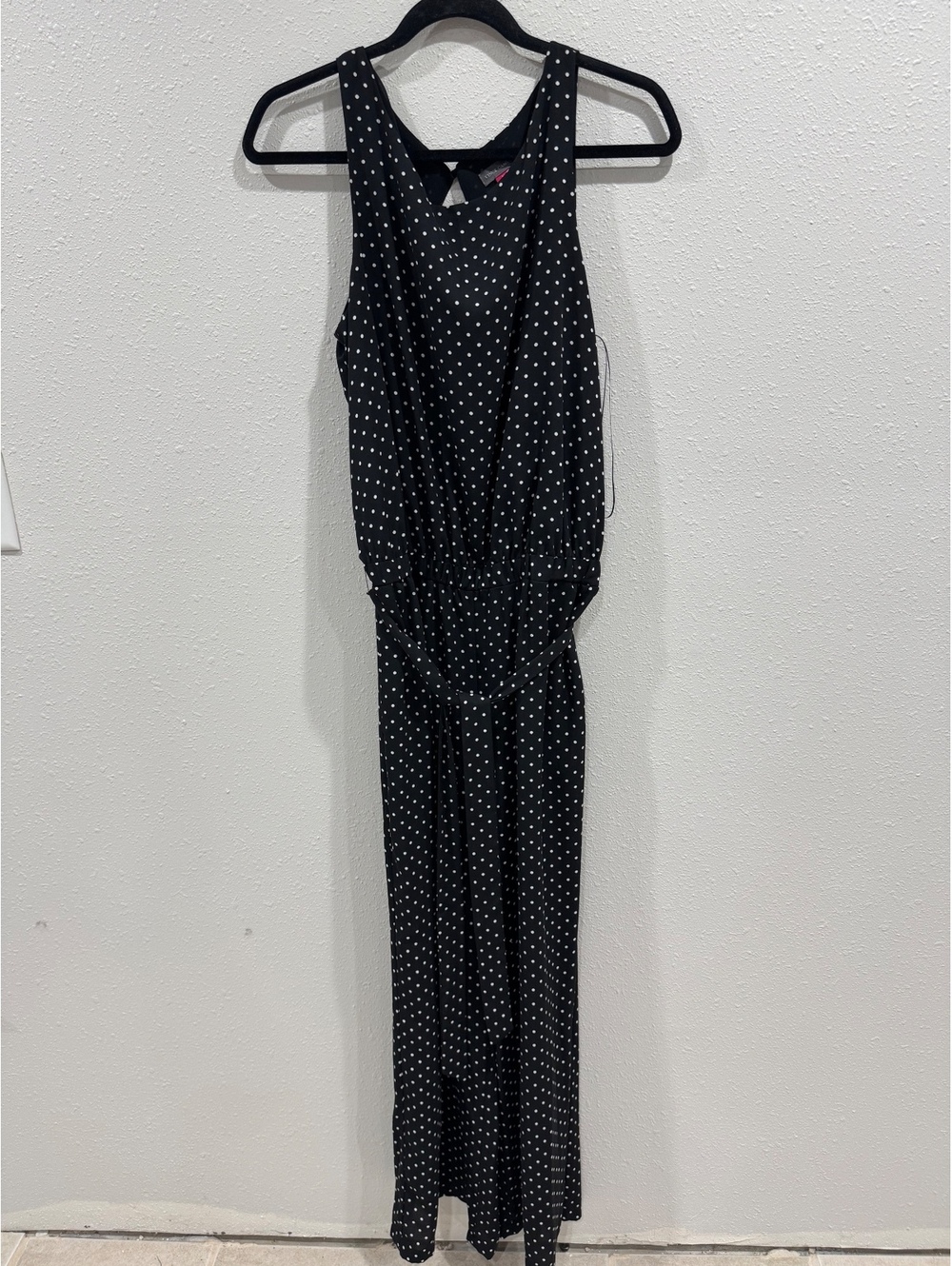 Vince Camuto Women’s Black White Polka Dot Wide Leg Jumpsuit Size 12
